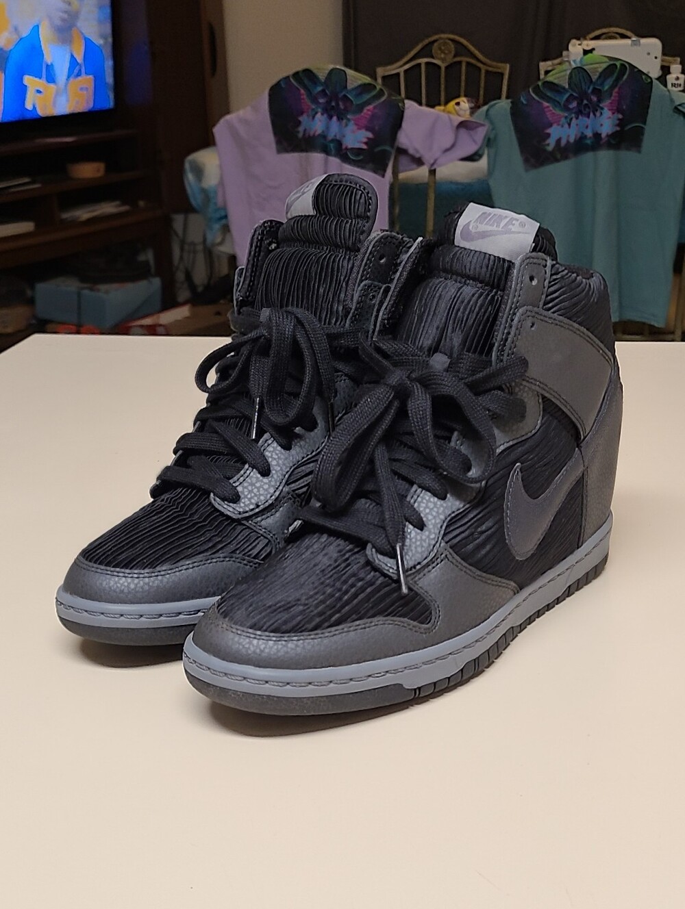 Nike Dunk Sky Hi Black and Cool Grey wedge skateboard sneakers size 9